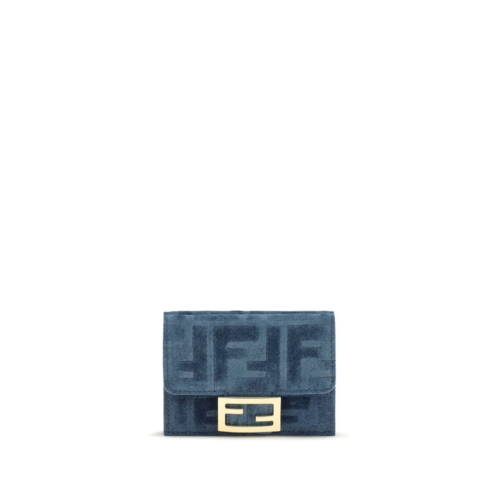 Wallet by Fendi for women in cotton viscose black, blue, gold, jacquard & monogram presents a architectural silhouette from the Cotton Viscose Wallet collection, showcasing architectural compact-design trifold for a architectural finish.