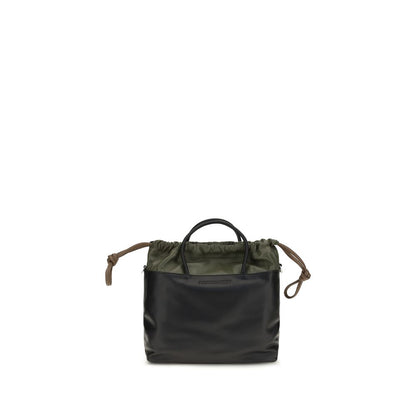 Shoulder Drawstring Bag by Pierre Hardy for women in bos taurus calf leather black features an effortlessly chic silhouette with a secure drawstring, ample , and versatile shoulder-strap & handle for effortlessly chic everyday luxury.