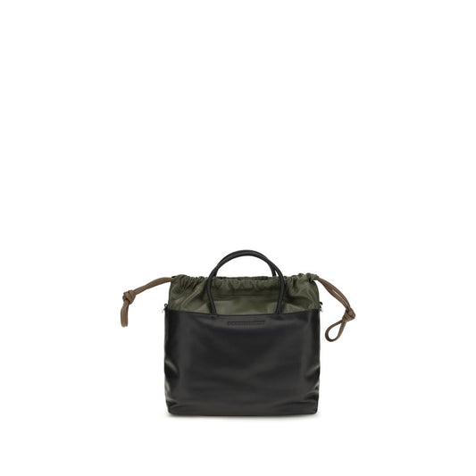 Shoulder Drawstring Bag by Pierre Hardy for women in bos taurus calf leather black features an effortlessly chic silhouette with a secure drawstring, ample , and versatile shoulder-strap & handle for effortlessly chic everyday luxury.