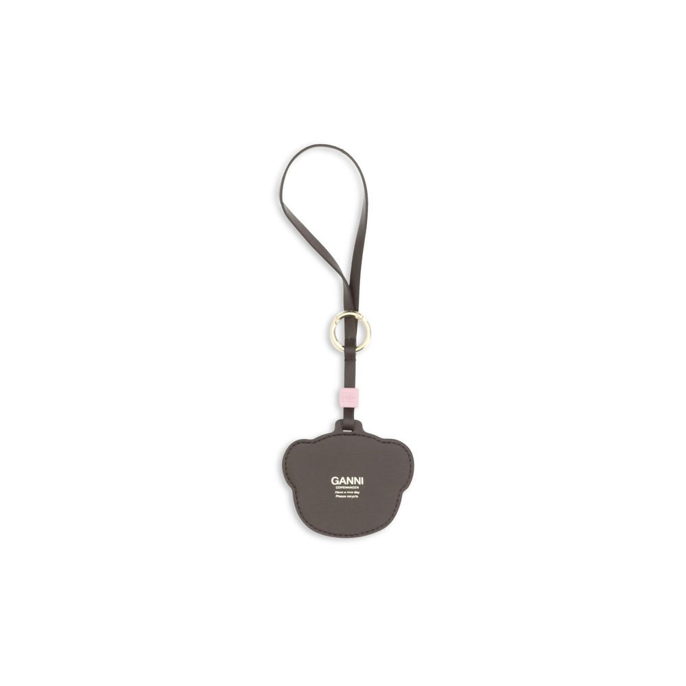 Keychain by Ganni for women in bos taurus calf leather beige & gold features an sleek design, highlighting a sophisticated and refined for an sleek look.