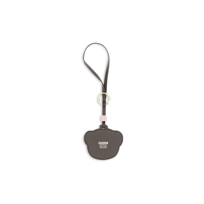 Keychain by Ganni for women in bos taurus calf leather beige & gold features an sleek design, highlighting a sophisticated and refined for an sleek look.