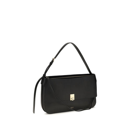 Small Shoulder Clutch Bag by Ferragamo for women in bos taurus calf leather black features a distinguished silhouette, showcasing a secure buckle and distinguished external-pockets with versatile shoulder-strap for a distinguished finish.