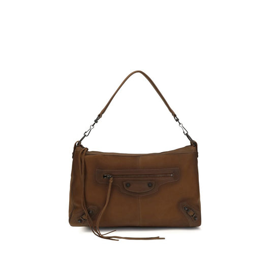 Medium 2-in-1 Shoulder & Crossbody Bag by Balenciaga for men in lambskin leather & cotton canvas brown showcases a enviable silhouette, artfully detailed with a secure zipper, organized , and versatile crossbody-strap, shoulder-strap & adjustable-strap for a enviable look.