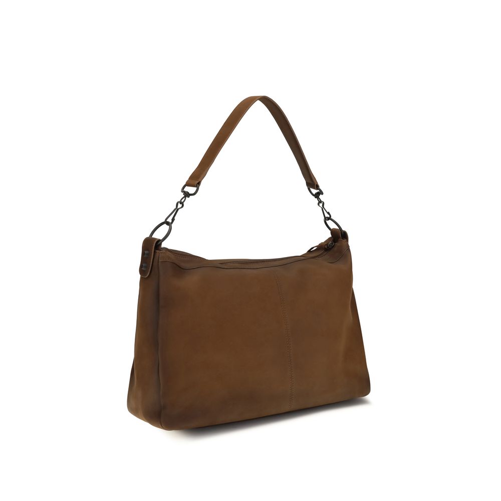 Medium 2-in-1 Shoulder & Crossbody Bag by Balenciaga for men in lambskin leather & cotton canvas brown features a effortless chic silhouette with a secure zipper, ample , and versatile crossbody-strap, shoulder-strap & adjustable-strap for a effortless chic finish.