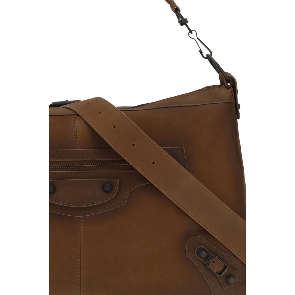 Medium 2-in-1 Shoulder & Crossbody Bag by Balenciaga for men in lambskin leather & cotton canvas brown features a effortless sophistication silhouette, secured by a zipper with ample and versatile crossbody-strap, shoulder-strap & adjustable-strap for a effortless sophistication finish.