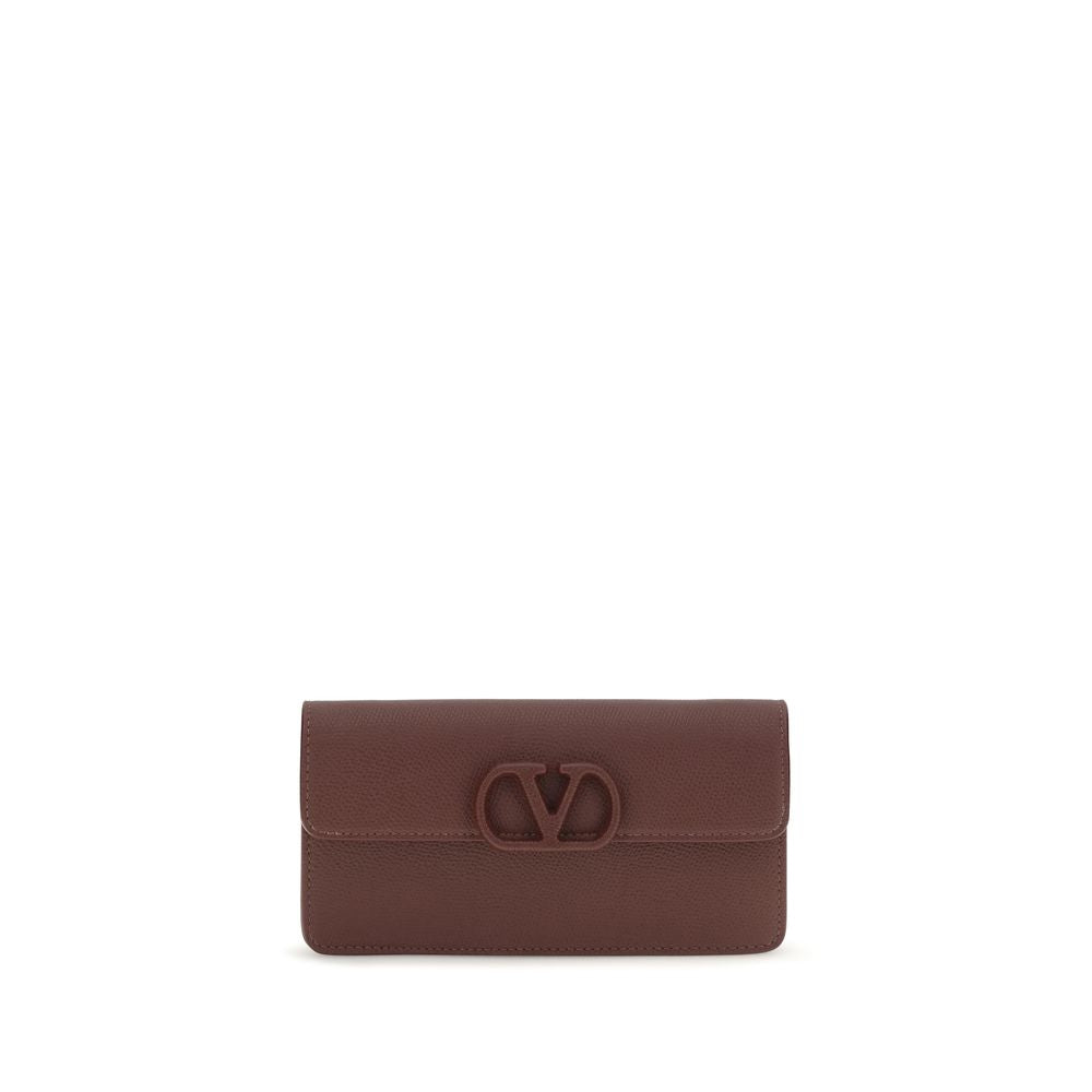 Cardholder Wallet by Valentino Garavani for women in bos taurus calfskin nappa leather brown & signature presents a architectural silhouette from the V Logo Bos Taurus Calfskin Nappa Leather Cardholder Wallet collection, showcasing architectural card-organization chain for a architectural finish.