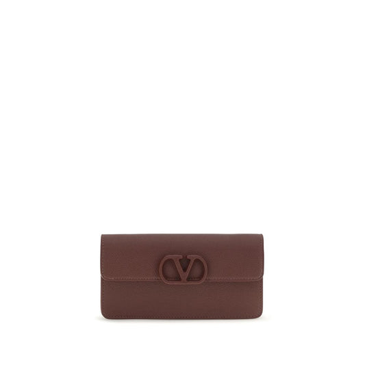 Cardholder Wallet by Valentino Garavani for women in bos taurus calfskin nappa leather brown & signature presents a architectural silhouette from the V Logo Bos Taurus Calfskin Nappa Leather Cardholder Wallet collection, showcasing architectural card-organization chain for a architectural finish.