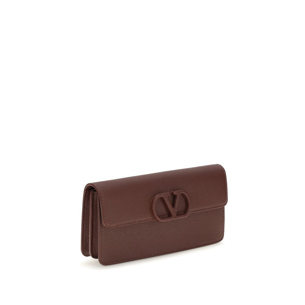 Cardholder Wallet by Valentino Garavani for women in bos taurus calfskin nappa leather brown & signature features a sleek silhouette, showcasing the sleek V Logo Bos Taurus Calfskin Nappa Leather Cardholder Wallet design with sophisticated card-organization chain for a premium look.