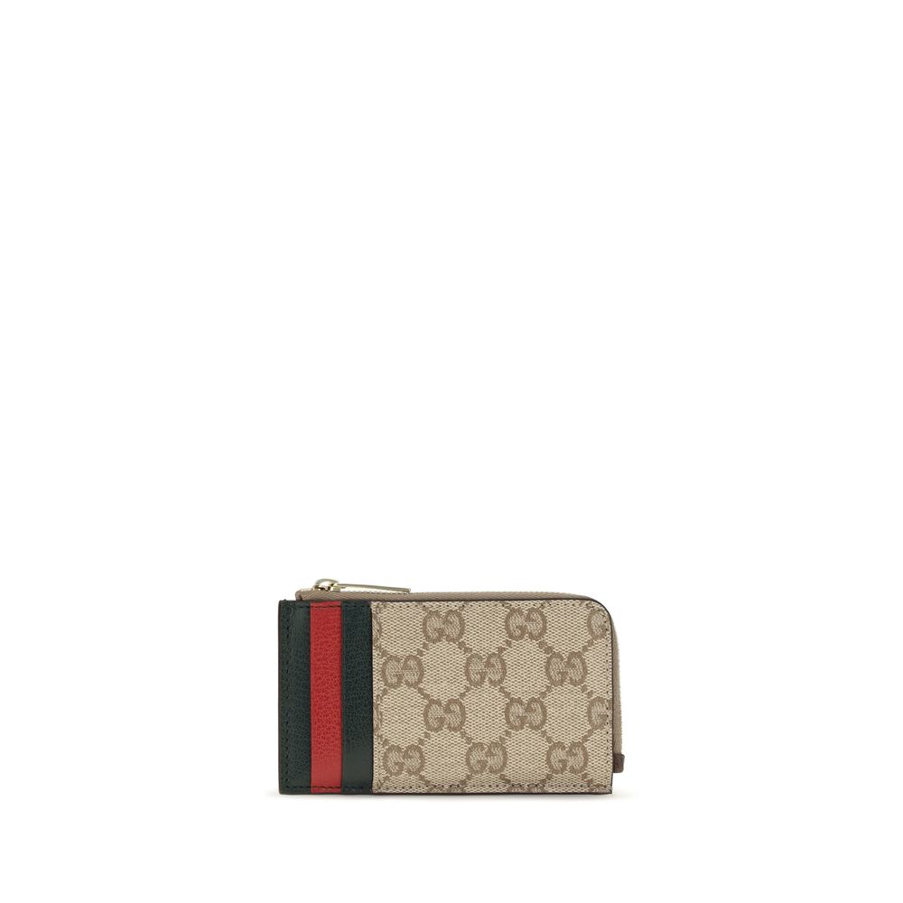 Cardholder Wallet by Gucci for women in cotton beige, multicolor & signature showcases a discerning silhouette, artfully capturing the essence of Gg Cotton Cardholder Wallet with its functional card-organization compact-design.