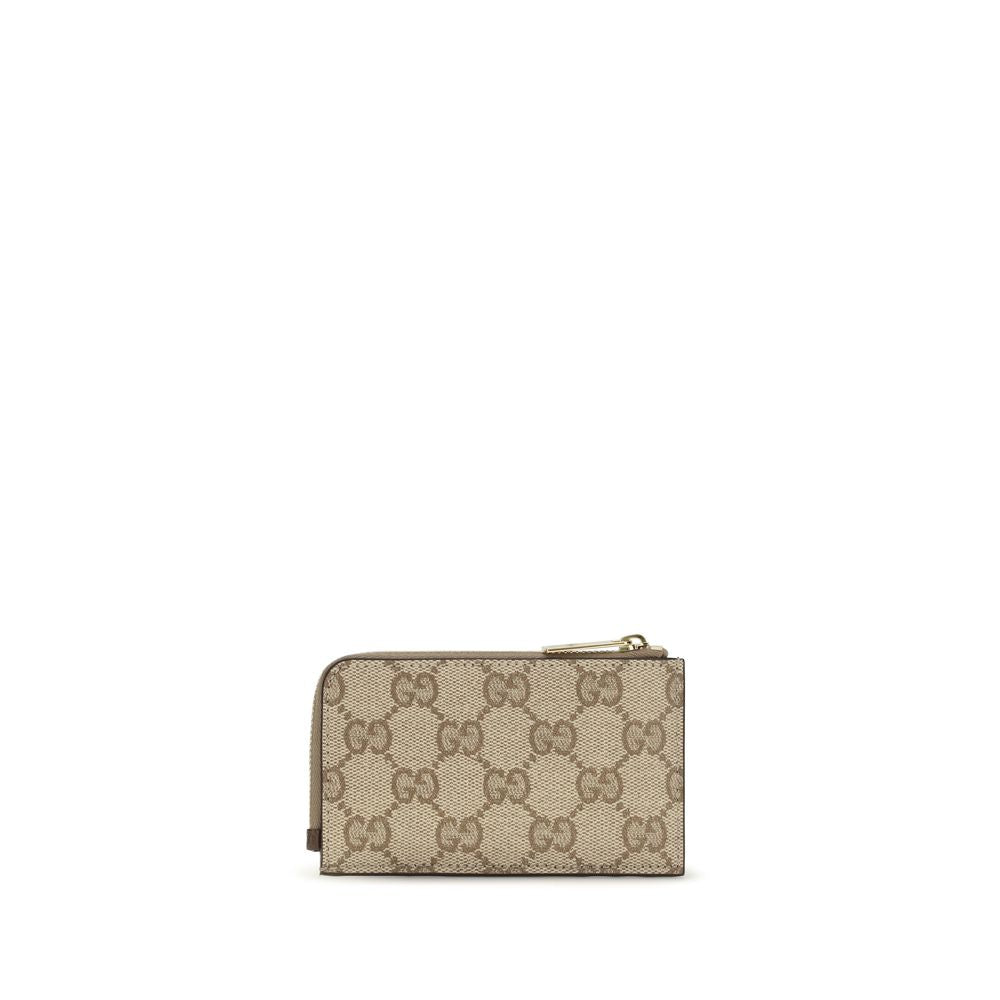 Cardholder Wallet by Gucci for women in cotton beige, multicolor & signature showcases a distinguished silhouette, artfully capturing the essence of the distinguished Gg Cotton Cardholder Wallet design with functional card-organization compact-design.