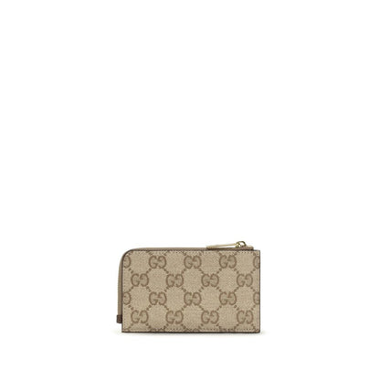 Cardholder Wallet by Gucci for women in cotton beige, multicolor & signature showcases a distinguished silhouette, artfully capturing the essence of the distinguished Gg Cotton Cardholder Wallet design with functional card-organization compact-design.