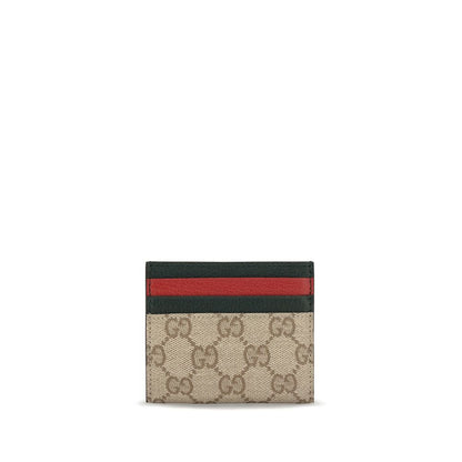 Cardholder Wallet by Gucci for women in cotton beige, multicolor & signature features a sleek silhouette, showcasing the sleek Gg Cotton Cardholder Wallet design with sophisticated card-organization compact-design for a premium look.