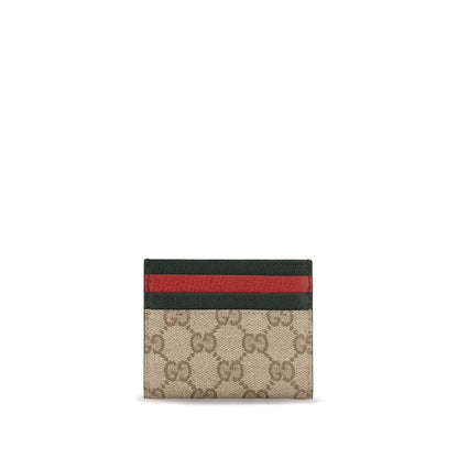 Cardholder Wallet by Gucci for women in cotton beige, multicolor & signature presents a streamlined silhouette, showcasing the sophisticated design of the Gg Cotton Cardholder Wallet collection with functional card-organization compact-design.