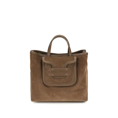 Shoulder Tote Bag by Pierre Hardy for women in suede calfskin leather brown & signature features a effortless sophistication silhouette, secured by a with ample external-pockets and versatile shoulder-strap, adjustable-strap & handle for a effortless sophistication finish.
