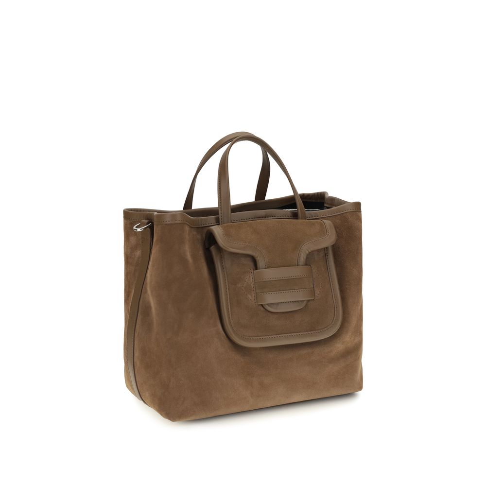 Shoulder Tote Bag by Pierre Hardy for women in suede calfskin leather brown & signature showcases a enviable silhouette, artfully detailed with a secure , organized external-pockets, and versatile shoulder-strap, adjustable-strap & handle for a enviable look.