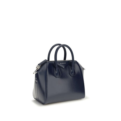 Mini Crossbody Handbag by Givenchy for women in bos taurus calf leather blue, silver & signature features a contemporary silhouette, showcasing a secure zipper, ample , and contemporary crossbody-strap, adjustable-strap & handle for a sophisticated look.