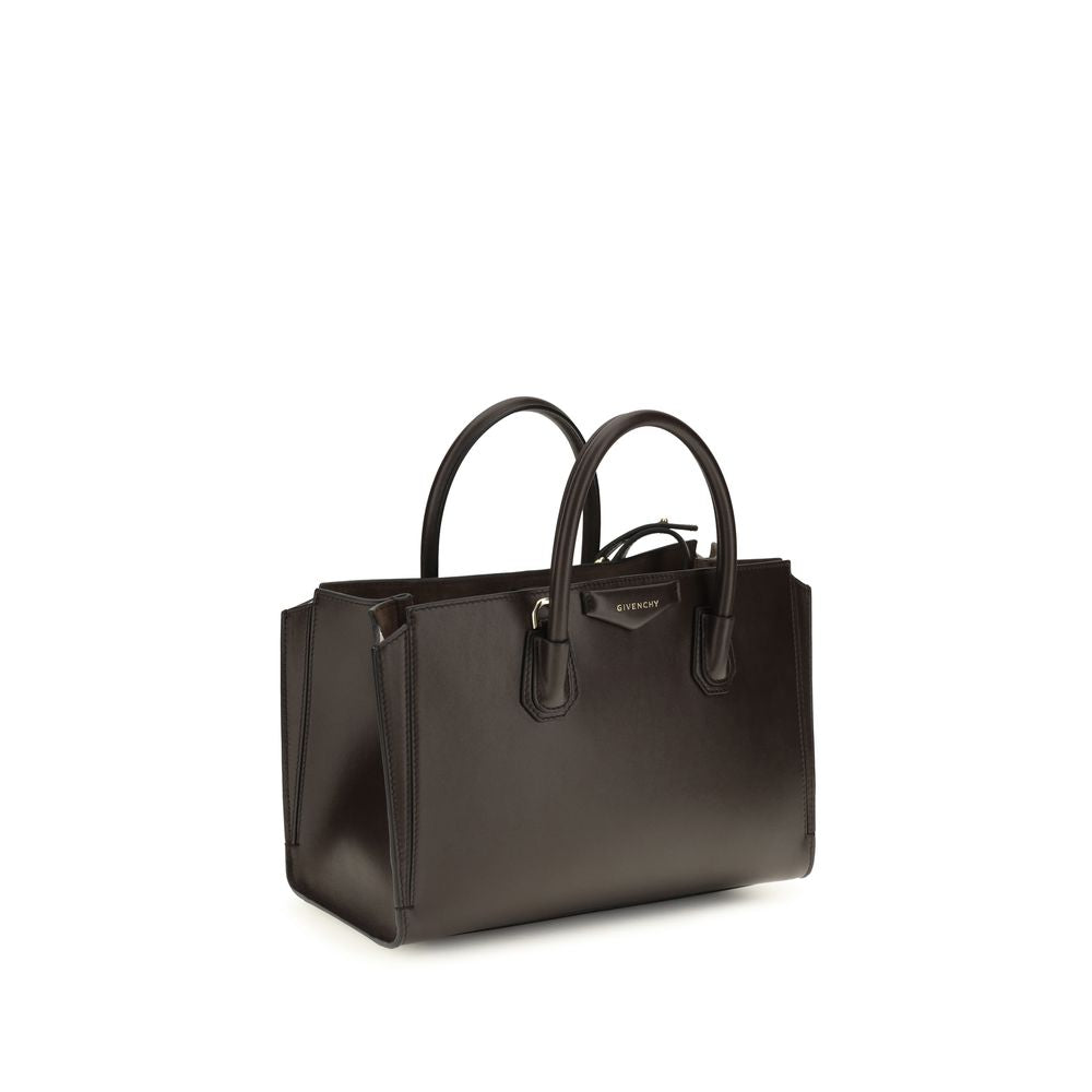 Small 2-in-1 Shoulder & Crossbody Bag by Givenchy for women in bos taurus grained & suede calfskin leather brown, gold & signature presents a versatile silhouette, showcasing a secure magnetic and versatile with versatile crossbody-strap, shoulder-strap, detachable-strap & handle for a sophisticated look.