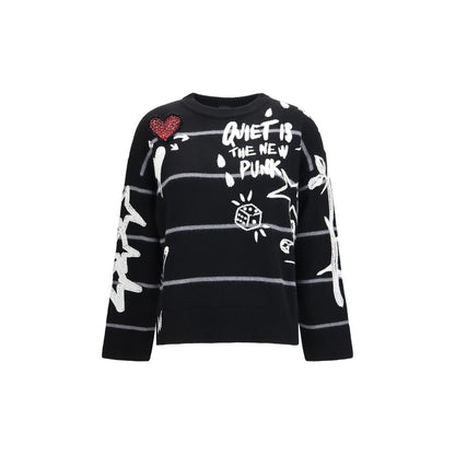 Sweatshirt by PINKO for women in merino wool black & striped features an magnificent silhouette, showcasing a sophisticated crew neckline and long-sleeve detail for a truly magnificent finish.