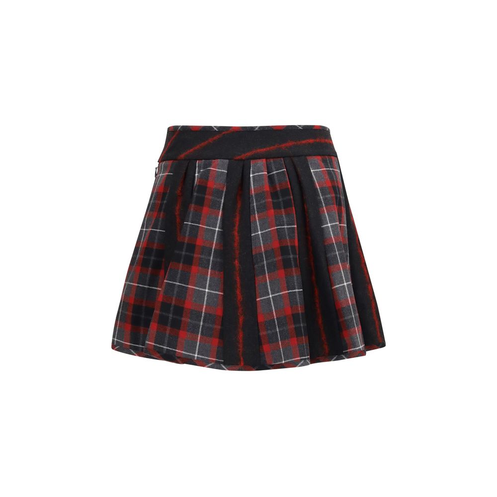 Skirt by Vivienne Westwood for women in virgin wool gold, red, patterned & tartan features a captivating silhouette, showcasing the captivating Orb Women's Flared Mid Rise Virgin Wool Short Mini Skirt design with a sophisticated short mini for a captivating look.