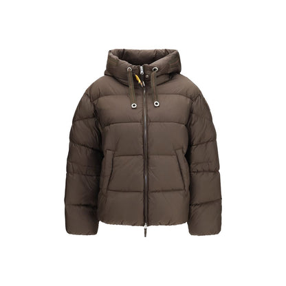Hooded Overcoat by Parajumpers for women in polyamide duck & goose down brown features a cosy chic silhouette, artfully detailed with a sophisticated hooded neckline and premium pockets, hooded & insulated for a cosy chic finish.