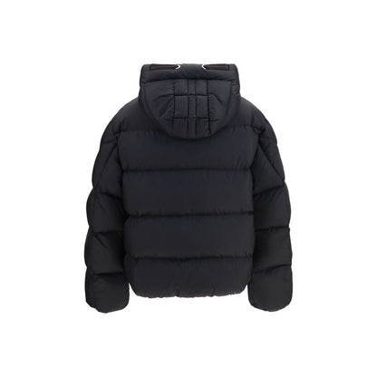 Hooded Overcoat by Parajumpers for women in polyamide duck & goose down black presents a luxurious silhouette, showcasing a luxurious hooded neckline and sophisticated pockets, hooded & insulated for a premium, luxurious look.
