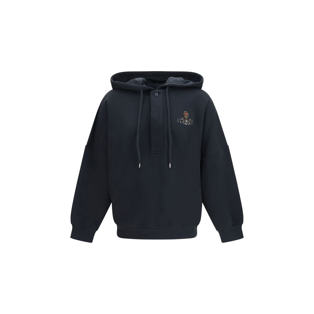 Sweatshirt Hoodie by Vivienne Westwood for men in cotton black & signature showcases a city-ready silhouette, artfully detailed with a signature hooded neckline and for a city-ready finish.