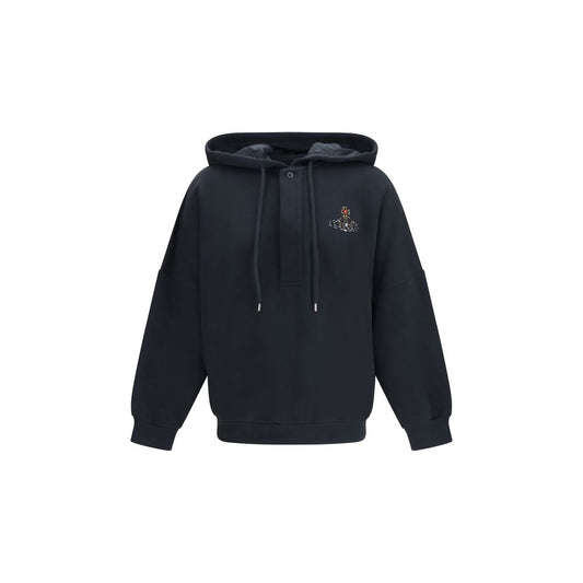 Sweatshirt Hoodie by Vivienne Westwood for men in cotton black & signature showcases a city-ready silhouette, artfully detailed with a signature hooded neckline and for a city-ready finish.