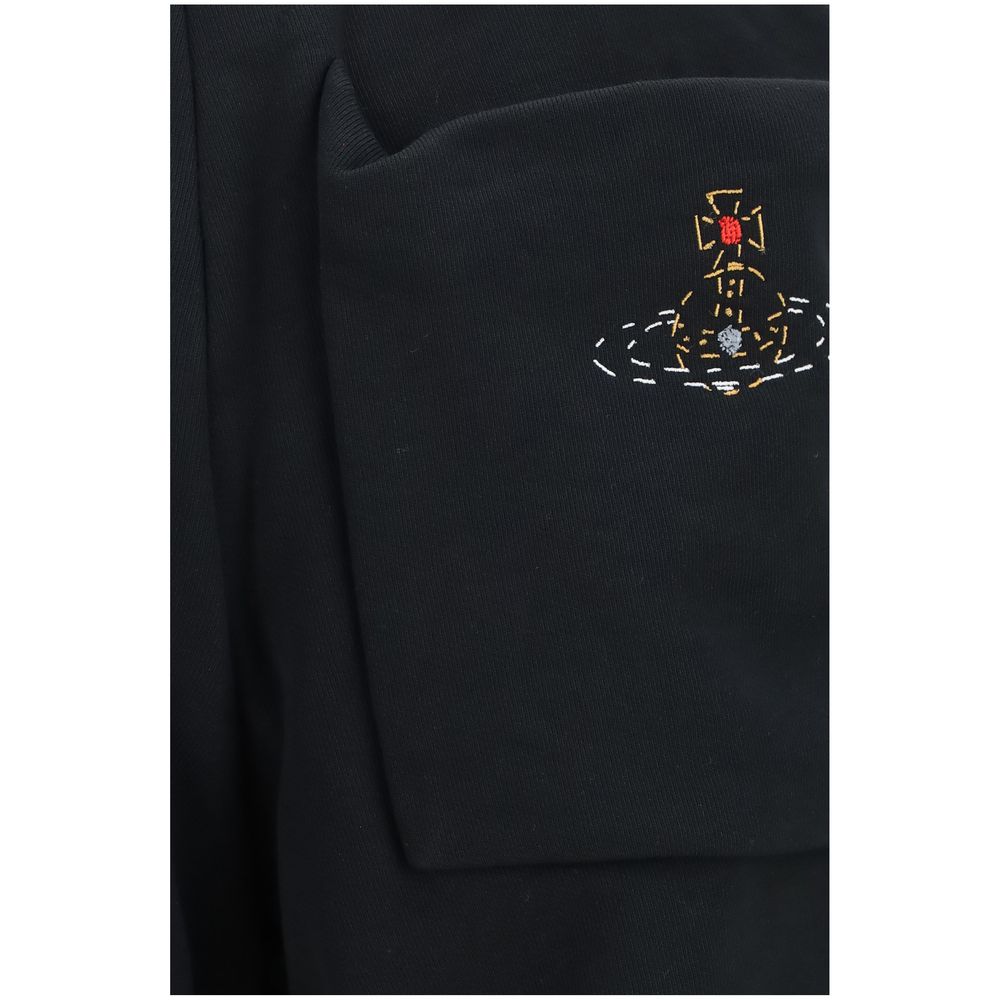 Sweatpants by Vivienne Westwood for men in cotton black & signature features an versatile silhouette, integrating performance-ready with a versatile athletic, relaxed-fit, regular-fit & wide, long, and .