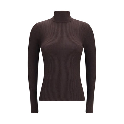 This Sweater by Wolford for women in wool brown presents a understated silhouette, featuring a sophisticated turtle neckline and for a understated finish.