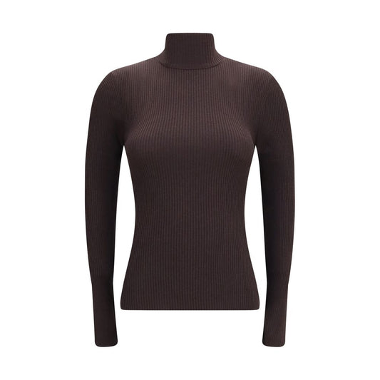 This Sweater by Wolford for women in wool brown presents a understated silhouette, featuring a sophisticated turtle neckline and for a understated finish.