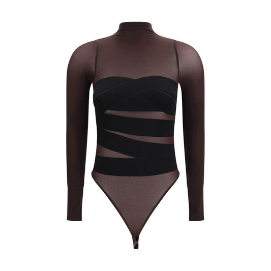 Bodysuit by Wolford for women in stretch polyamide brown & signature features a exclusive silhouette, artfully finished with a exclusive wrap high-neck neckline and for a exclusive look.