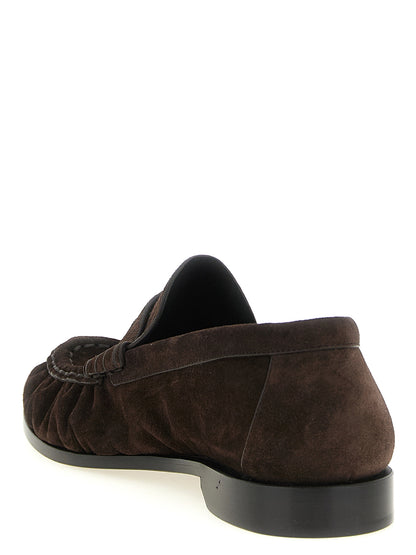 Saint Laurent Brown Calfskin Slip-On Loafers
