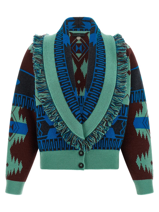 Alanui Blue Virgin Wool Cardigan