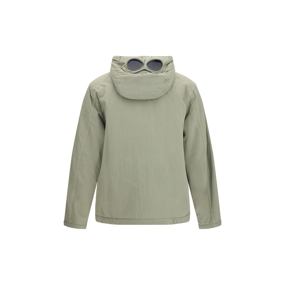 Hooded Overcoat by C.P. Company for men in nylon twill gray features an voluminous silhouette, showcasing distinct thermal, pockets & hooded and a voluminous hooded neckline for a truly voluminous aesthetic.