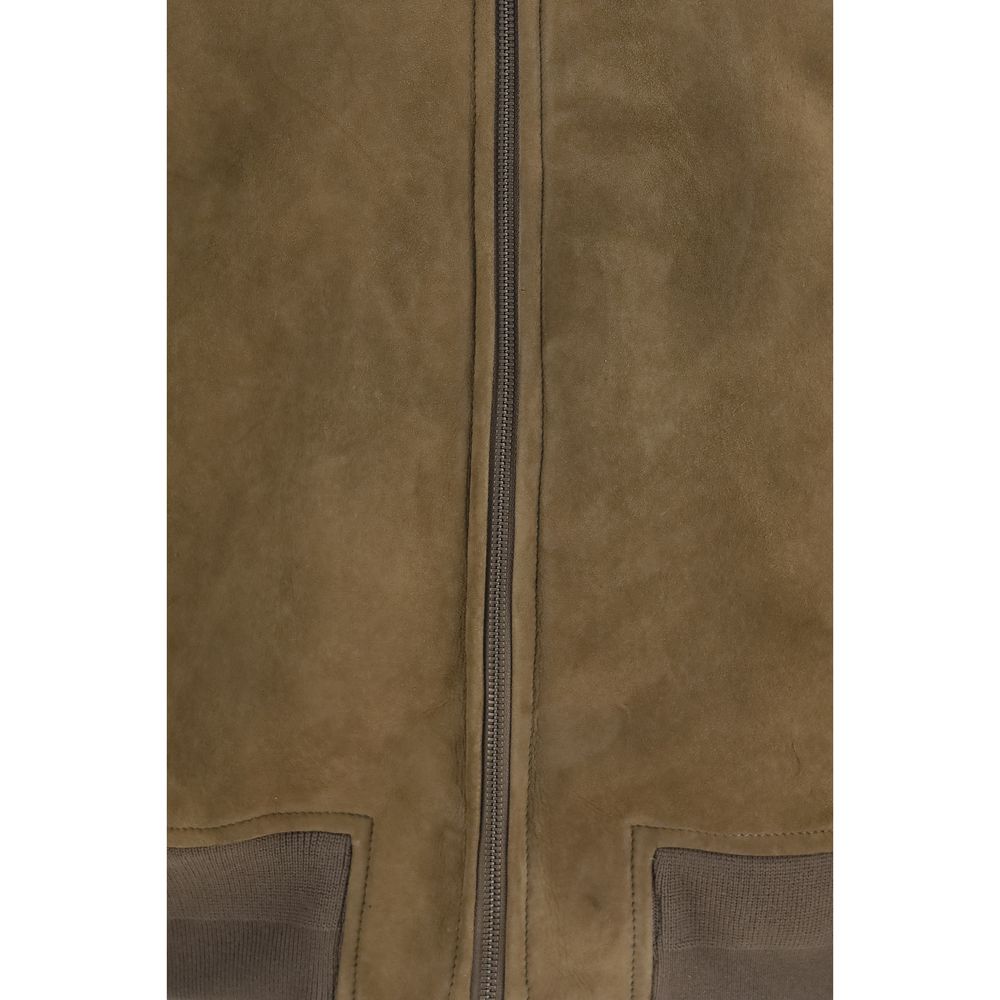 Overcoat by Salvatore Santoro for men in suede leather brown showcases a architectural silhouette, artfully detailed with a distinctive and functional pockets for a architectural finish.