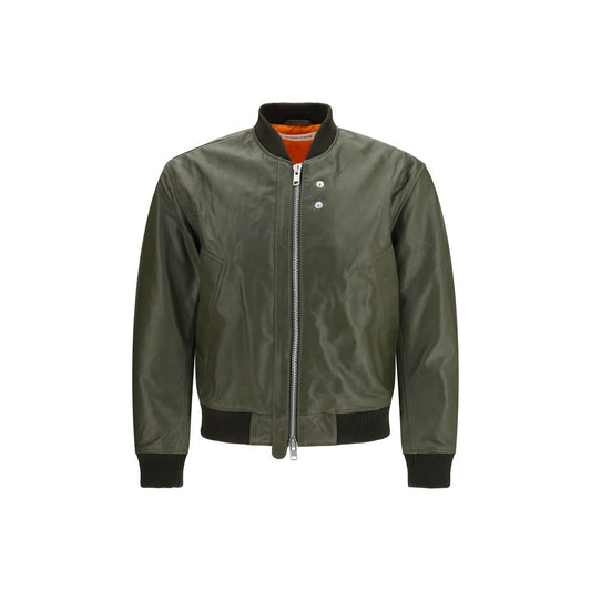 Bomber Jacket by Sunflower for men in bos taurus cowhide leather bicolour, orange & silver showcases a bohemian silhouette, artfully detailed with a bohemian and signature pockets for a truly bohemian finish.