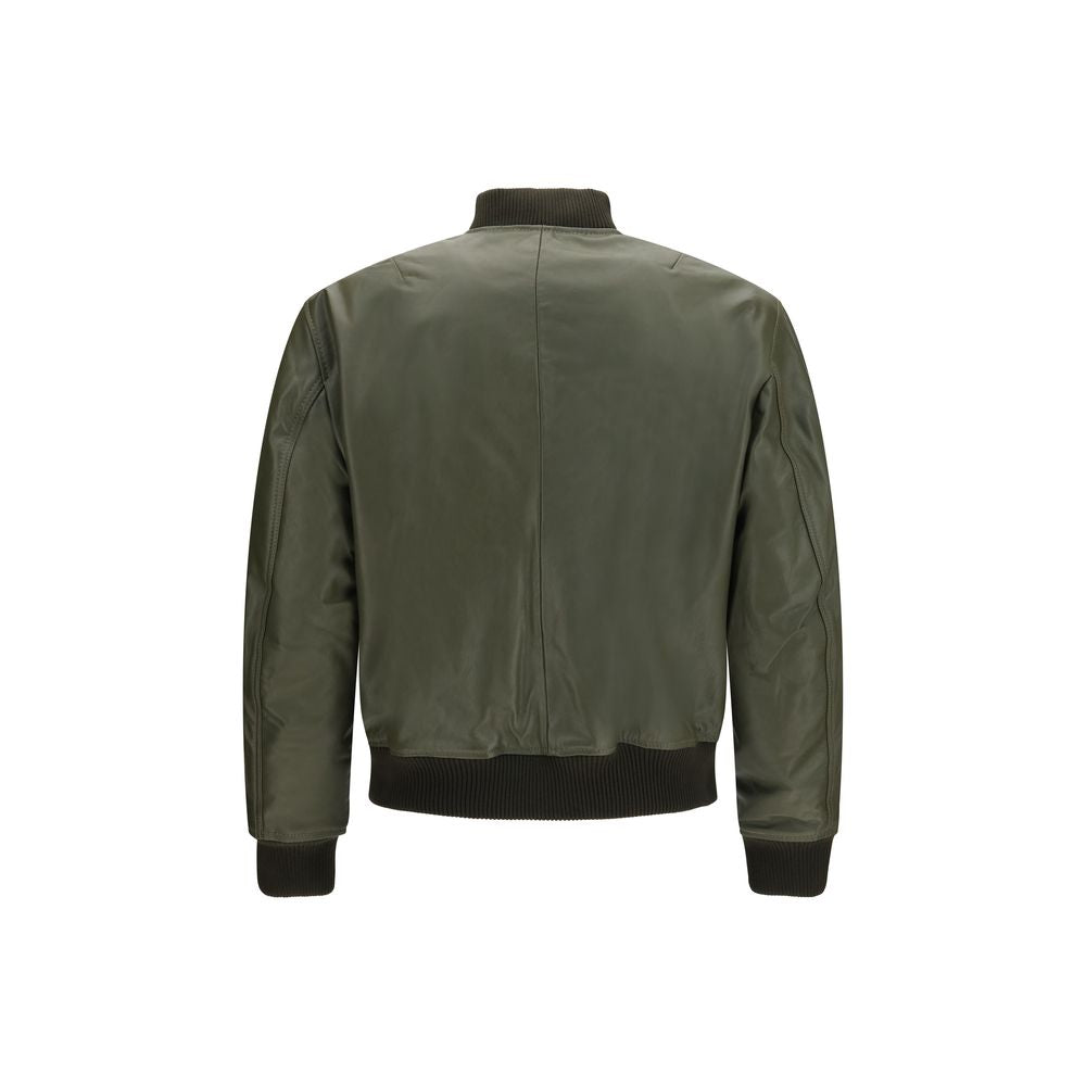 Bomber Jacket by Sunflower for men in bos taurus cowhide leather bicolour, orange & silver features a dramatic silhouette, showcasing a sophisticated and distinctive pockets for a dramatic aesthetic.