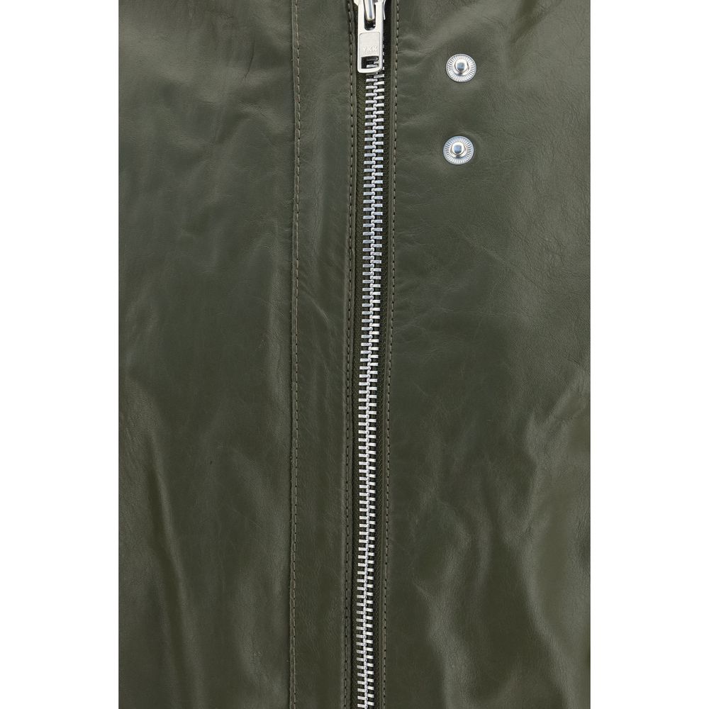This Bomber Jacket by Sunflower for men in bos taurus cowhide leather bicolour, orange & silver exhibits a edgy silhouette, meticulously detailed with functional pockets and a edgy for a edgy finish.