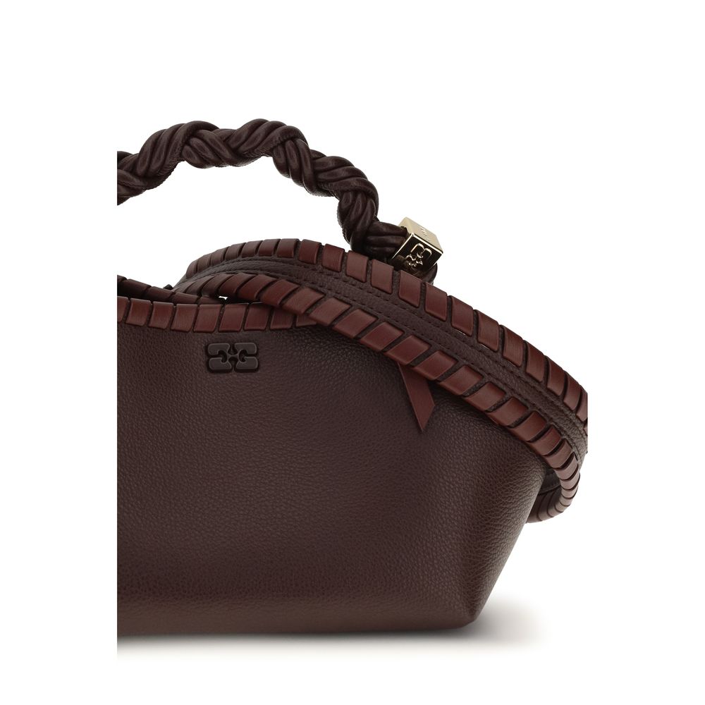Small Shoulder Flap Bag by Ganni for women in polyester polyurethane leather brown features an effortlessly chic silhouette with a secure flap, ample , and versatile shoulder-strap & handle for effortlessly chic everyday luxury.