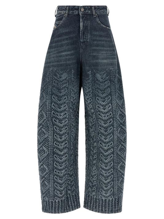 Diesel Blue Cotton High-Waisted Jean