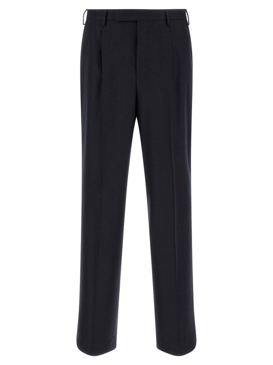 PT Torino Black Virgin Wool Casual Pants