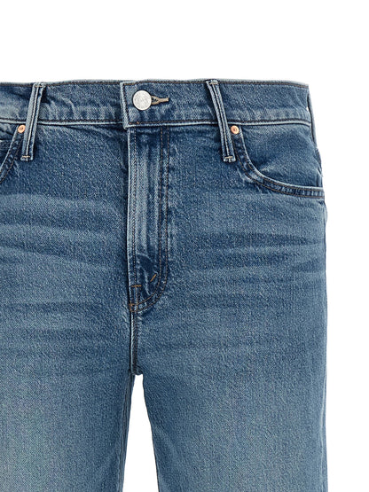 Mother Denim Blue Cotton Straight-Leg Jeans