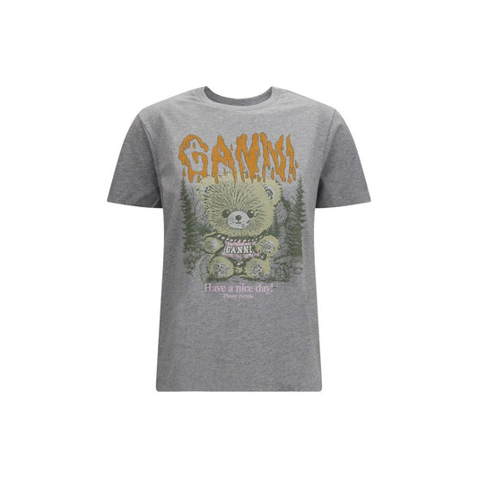 Ganni Gray Cotton T-Shirt