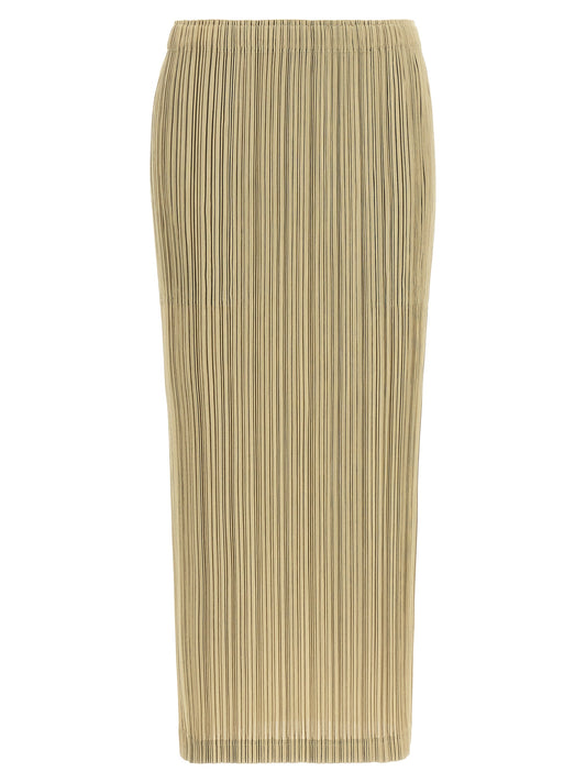 PLEATS PLEASE ISSEY MIYAKE Beige Polyester Midi Skirt