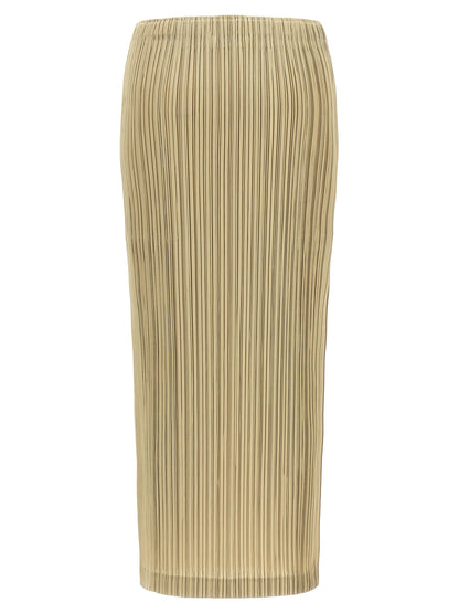 PLEATS PLEASE ISSEY MIYAKE Beige Polyester Midi Skirt