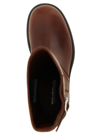 Dries Van Noten Brown Bovine Leather Ankle Boots