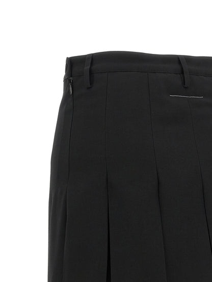 MM6 Maison Margiela Black Polyester Midi Skirt