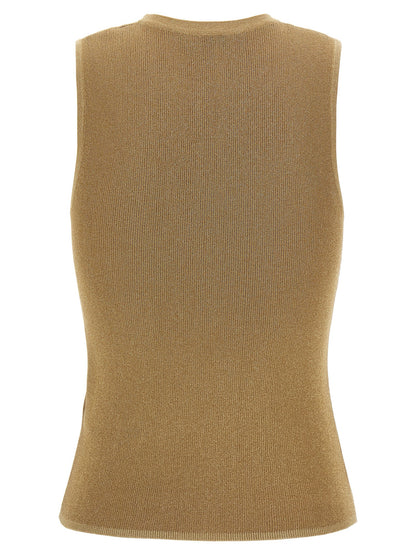 Max Mara Gold Polyamide Sleeveles T-Shirt