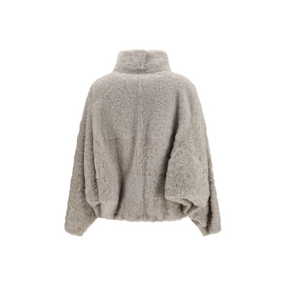 Brunello Cucinelli Gray Faux Fur Full-Length Jacket