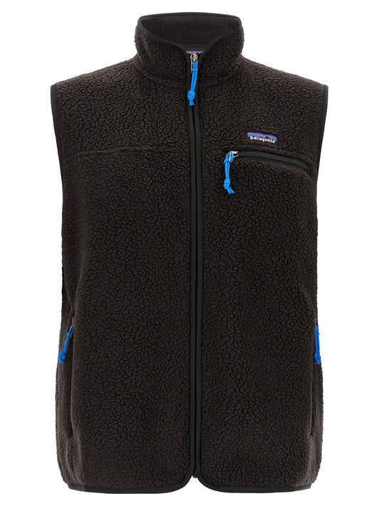 Vest by PATAGONIA for men in polyester black & blue features an on trend silhouette, showcasing a sophisticated high-neck neckline and premium pockets for a truly on trend finish.